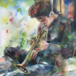 CHET BAKER watercolor portrait - POSTER - various sizes available! art print painting drawing cool jazz jazzist player trumpet trupeter