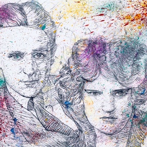 ZELDA and F. SCOTT FITZGERALD watercolor and pencil portrait - Poster - various sizes ! art print