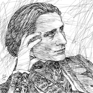 FRANZ LISZT ink portrait  - POSTER - various sizes available! print drawing art composer piano pianist classical music musician