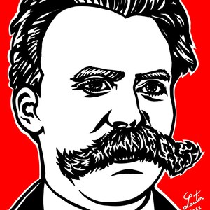 FRIEDRICH NIETZSCHE  ink and acrylic portrait  - POSTER - various sizes available! print painting writer zarathustra