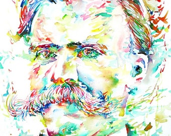 Retrato en acuarela de Friedrich Nietzsche - Póster - ¡Varios tamaños! Impresión artística de Zaratustra