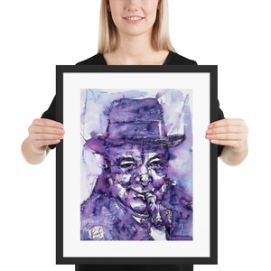 WINSTON CHURCHILL watercolor and ink portrait - FRAMED poster - various sizes! art print painting illustration prime minister uk cigar