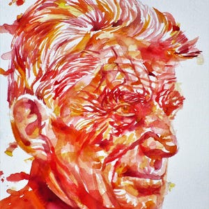 Portrait à l&#39;aquarelle de SAMUEL BECKETT - POSTER - différentes tailles ! impression d&#39;art peinture en attente de godot