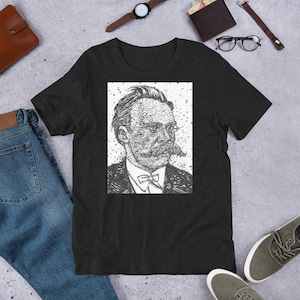 UNISEX t-shirt - FRIEDRICH NIETZSCHE ink portrait - tshirt cloth clothing dress t shirt suit apparel art print painting zarathustra