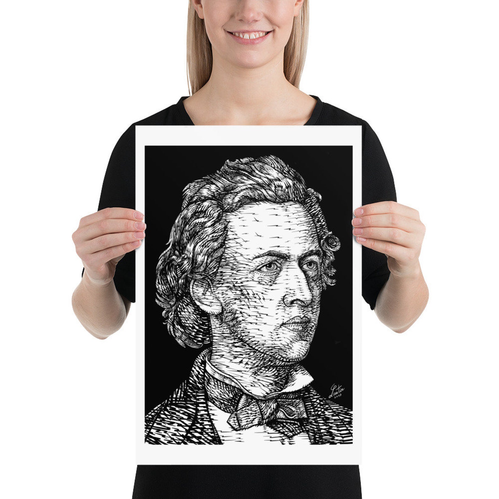 FREDERIC CHOPIN Ink Portrait - POSTER - Various Sizes Available! Print ...