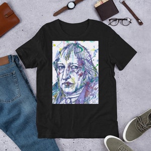 UNISEX t-shirt - FRIEDRICH HEGEL ink & watercolor painting portrait - tshirt t shirt t-shirts man woman shirts suit philosopher philosophy