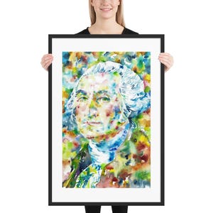 GEORGE WASHINGTON watercolor portrait - FRAMED poster - various sizes! art print painting illustration united states american president