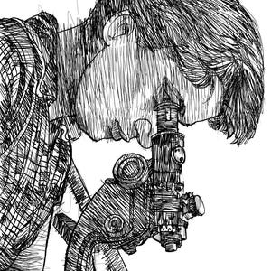 ROSALIND FRANKLIN ink portrait - POSTER - various available sizes! art print painting illustration chemist scientist dna rna x-ray