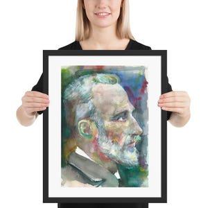 PIERRE CURIE watercolor portrait - FRAMED poster - various sizes! art print painting illustration drawing scientist marie curie radio