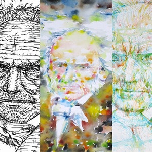 Three Times ARTHUR SCHOPENHAUER - collage POSTER painting - various sizes available! art print