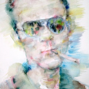 HUNTER S. THOMPSON Aquarell Porträt - POSTER - verschiedene Größen! Kunstdruck-Malerei
