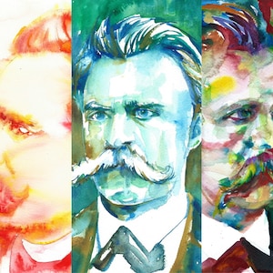 Three Times FRIEDRICH NIETZSCHE - collage POSTER painting - various sizes available! art print