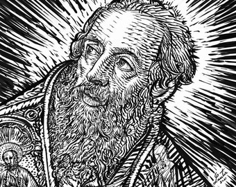 SAINT AUGUSTINE of Hippo - ink portrait - POSTER - various sizes available! art print