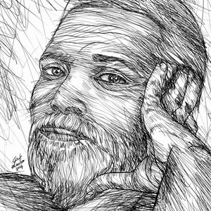 RAMANA MAHARSHI ink portrait - POSTER -various sizes available! art print painting drawing illustration yoga yogi hindu avatar hindu tamil