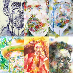 Six Times ANTON CHEKHOV - collage POSTER painting - various sizes ! art print