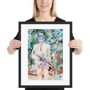WILLIAM BURROUGHS watercolor portrait - FRAMED poster - various sizes! art print painting illustration beat generation writer picture image
