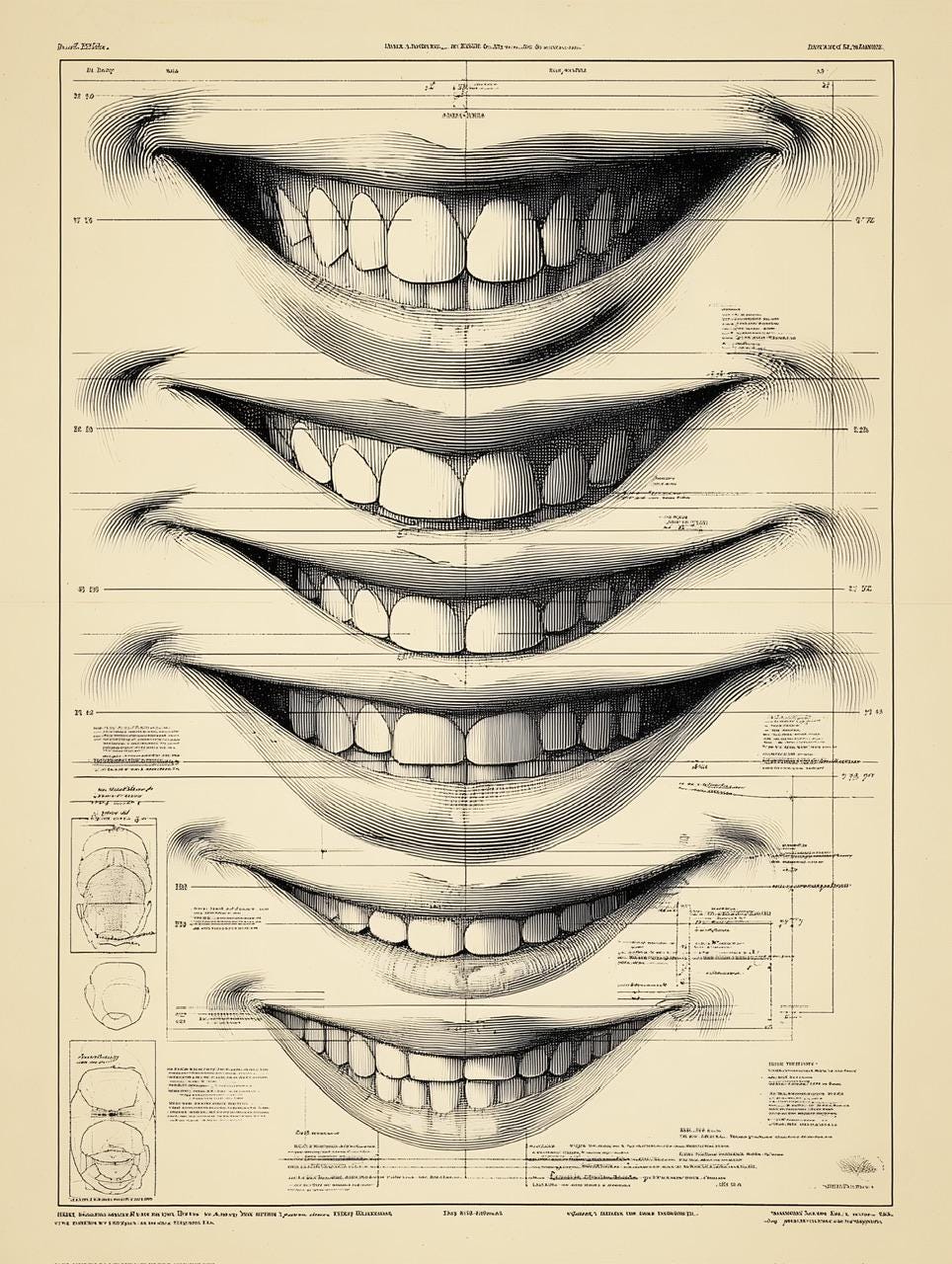 Snile Chart Vintage Smile Chart Anatomy Poster, Scientific Facial Study Print - Etsy