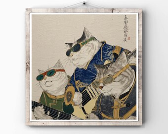 Guitarist Cats Art Print – Japanese Rock Band Illustration (Digital Download)