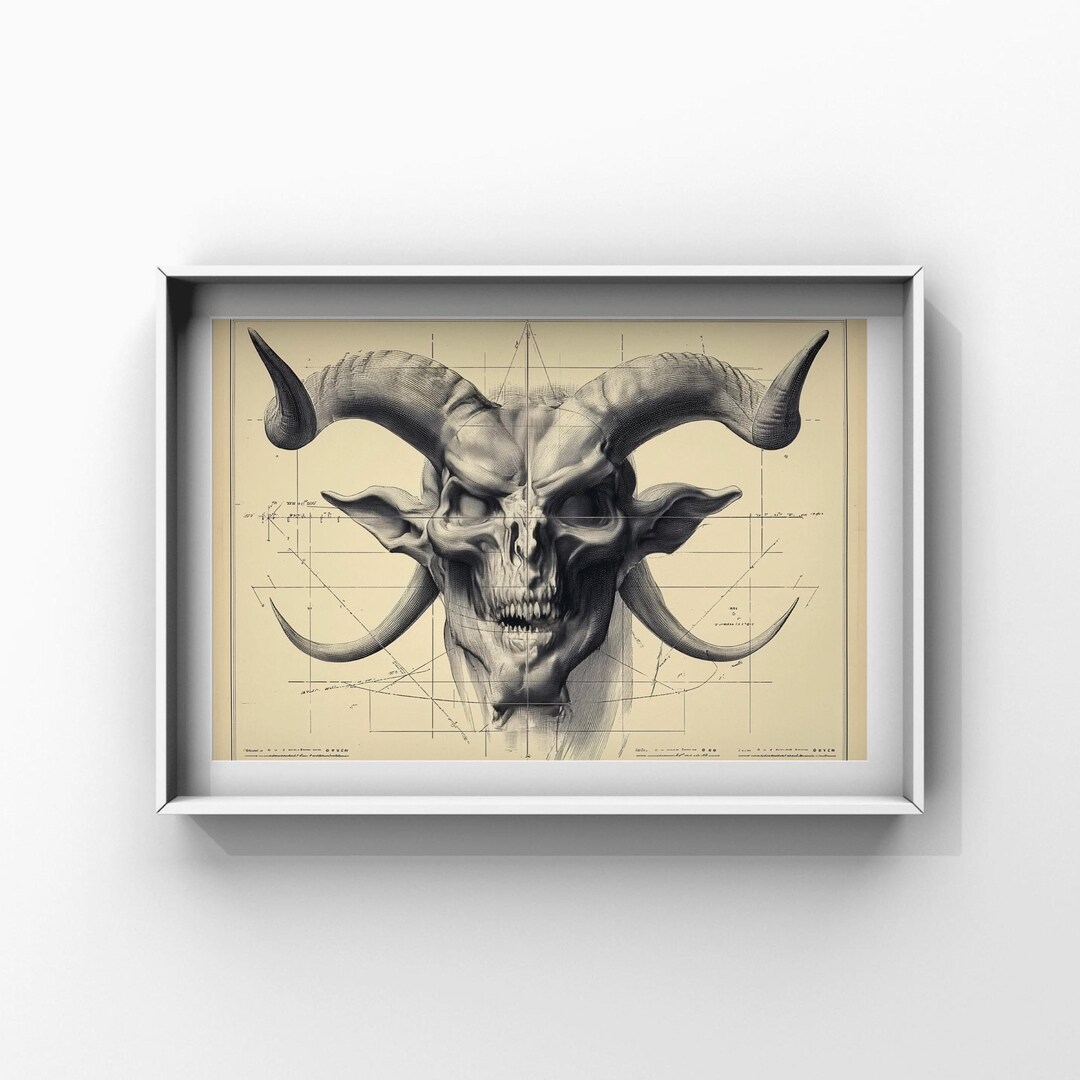 Devil Structure Intricate Anatomical Devil Skull Design , Digital Download, Printable ...