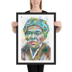 HARRIET TUBMAN watercolor portrait - FRAMED poster - various sizes! art print painting illustration picture social activist abolitionist