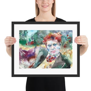 DYLAN THOMAS watercolor portrait - FRAMED poster - various sizes! art print painting illustration drawing poet poetry author writer