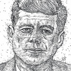 JOHN FITZGERALD KENNEDY Tinte Porträt - Poster - verschiedene Größen erhältlich! Kunstdruck