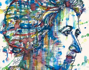 ROSA LUXEMBURG watercolor and ink portrait  - POSTER - various sizes ! art print