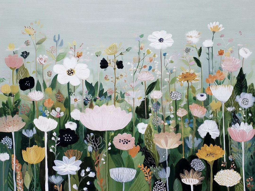 Wildflower Meadow Print, Floral Wall Art Poster - Etsy