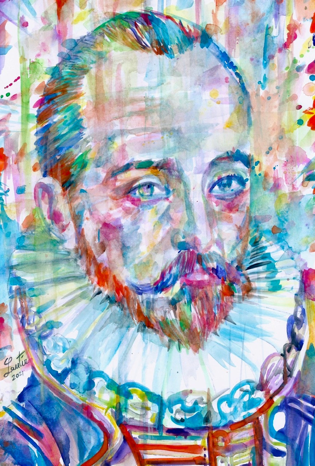 michel-de-montaigne-watercolor-portrait-poster-various-sizes-art