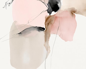 Vertical Ballerina Print, Elegant Ballet Wall Art, Abstract Dancer Poster, Watercolor Fluid Tulle, Neutral Blush Black Decor, Studio Gift