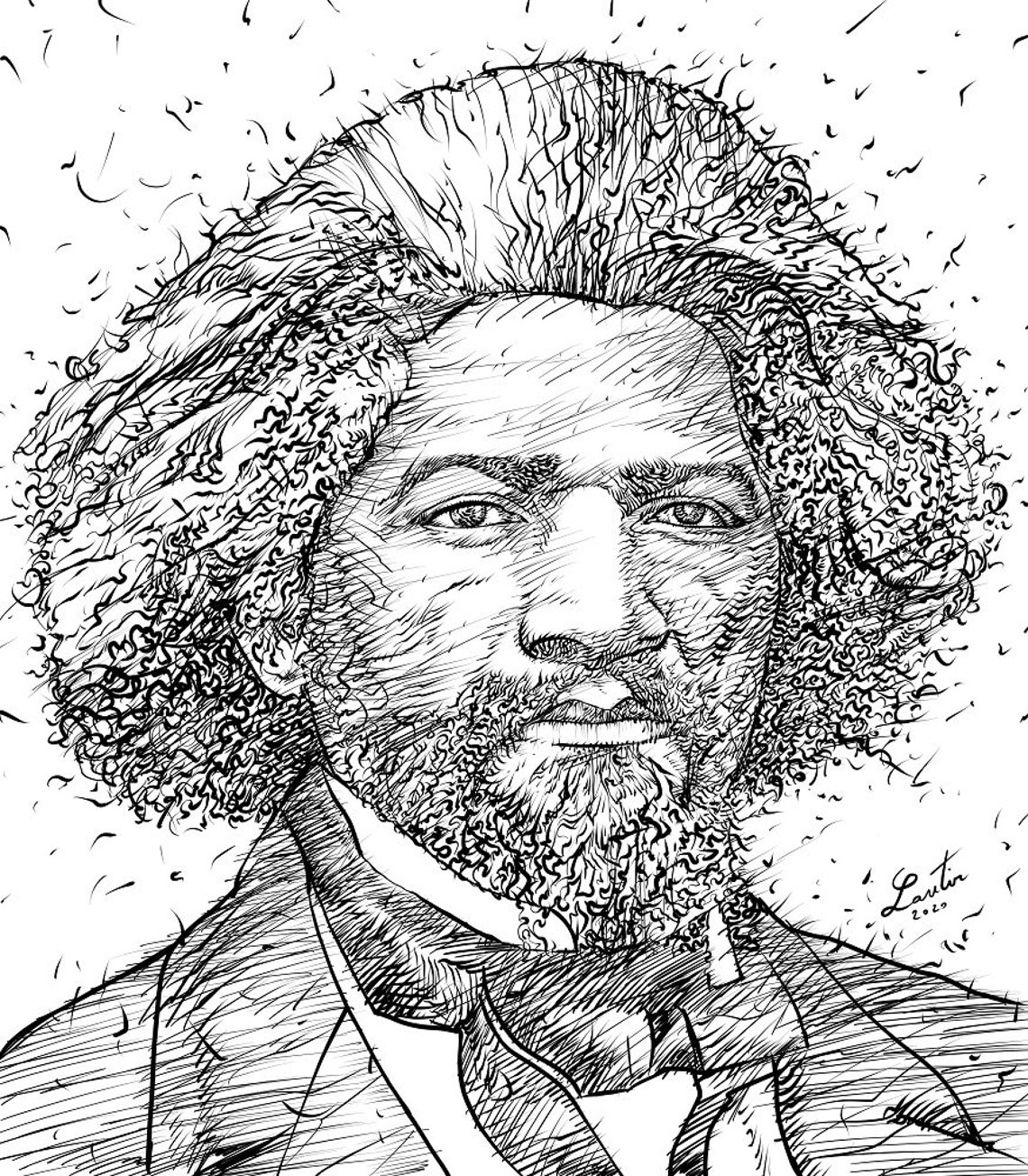 FREDERICK DOUGLASS Ink Portrait - POSTER - Various Sizes Available! Art ...