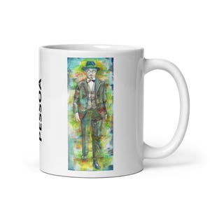 MUG - FERNANDO PESSOA watercolor portrait - various sizes! white glossy breakfast mugs cup of coffee art print painting writer