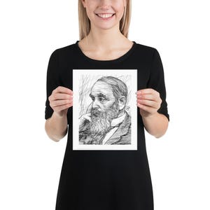 IVAN GONCHAROV ink portrait - POSTER - various available sizes! art print drawing painting illustration author book oblomov goncarov