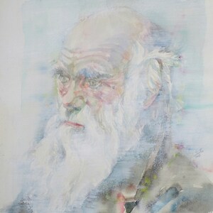 CHARLES DARWIN watercolor portrait - POSTER - various sizes available! art print painting evolution beagle voyage beard