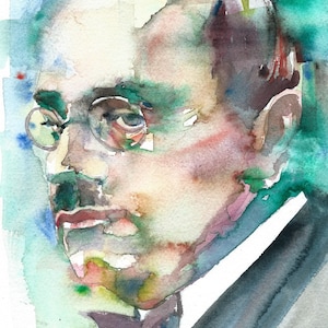 ALFRED ADLER watercolor portrait - POSTER - various sizes available! art print psychology psychologst