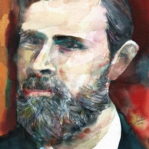 BRAM STOKER watercolor portrait - POSTER - various sizes! art print dracula nosferatu vampire painting drawing illustration