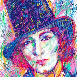 GEORGE SAND Buntstift Portrait - POSTER - verschiedene Größen verfügbar! Kunstdruck