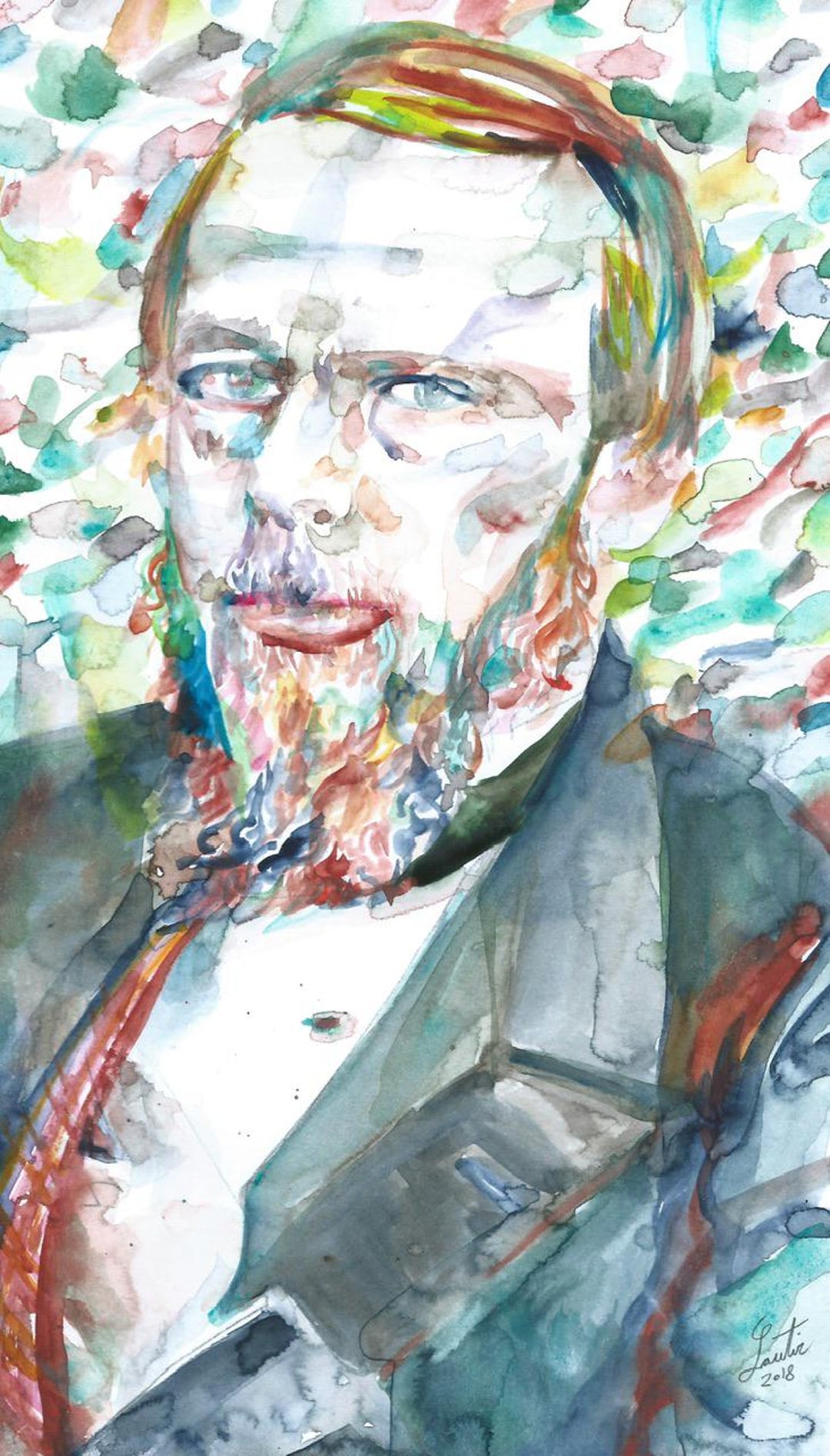 Printable FYODOR DOSTOEVSKY Watercolor Portrait Digital Download ...