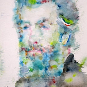 HERMAN MELVILLE watercolor portrait - POSTER - various sizes available! art print