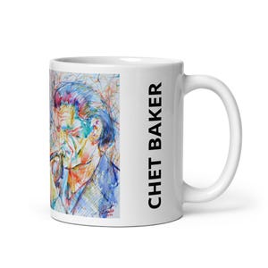 MUG - CHET BAKER watercolor and inks portrait  - various sizes!  breakfast mugs coffee cup art print painting jazz player jazzist trumpet