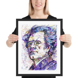 GUSTAV MAHLER watercolor & ink portrait - FRAMED poster - various sizes! art print painting illustration composer classical musician music