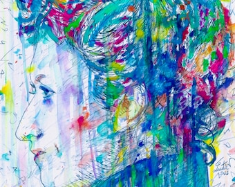 ROSA LUXEMBURG watercolor portrait .1  - POSTER - various sizes available! print painting