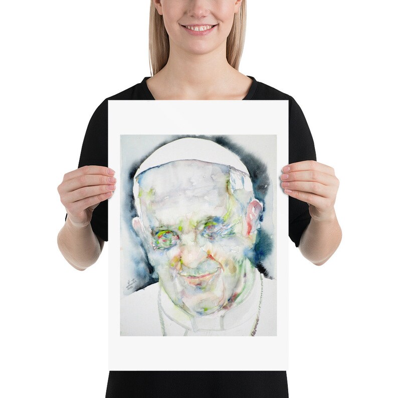 print! POSTER various sizes available POPE FRANCIS watercolor portrait