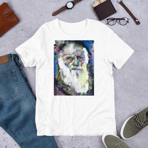 UNISEX t-shirt - CHARLES DARWIN watercolor portrait - tshirt cloth clothing dress t shirt suit apparel art print painting evolution beagle