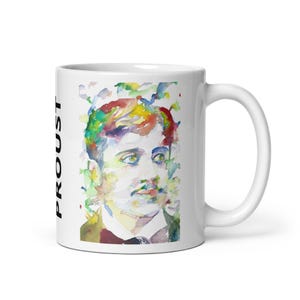 MUG - MARCEL PROUST watercolor portrait - various sizes! white glossy breakfast mugs cup of coffee art print painting