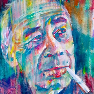 HENRY MILLER watercolor portrait - POSTER - various sizes! print painting tropic cancer capricorn