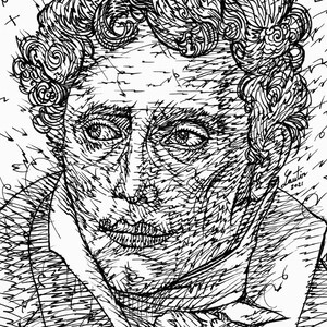 ARTHUR SCHOPENHAUER ritratto a inchiostro - POSTER - varie dimensioni ! stampa d'arte