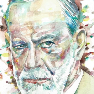 SIGMUND FREUD watercolor portrait - POSTER - various sizes available! art print painting psychology