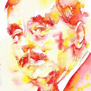 H. G. WELLS watercolor portrait  - POSTER - various sizes ! art print