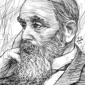 IVAN GONCHAROV ink portrait - POSTER - various available sizes! art print drawing painting illustration author book oblomov goncarov